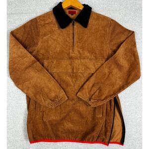 Killion Corduroy Anorak Pullover Jacket Small Brown Quarter Zip Pocket Wide Wale